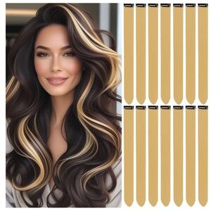 Colored Hair Extensions 14 PCS, 22 Inch Clip ins color Blonde Add highlights